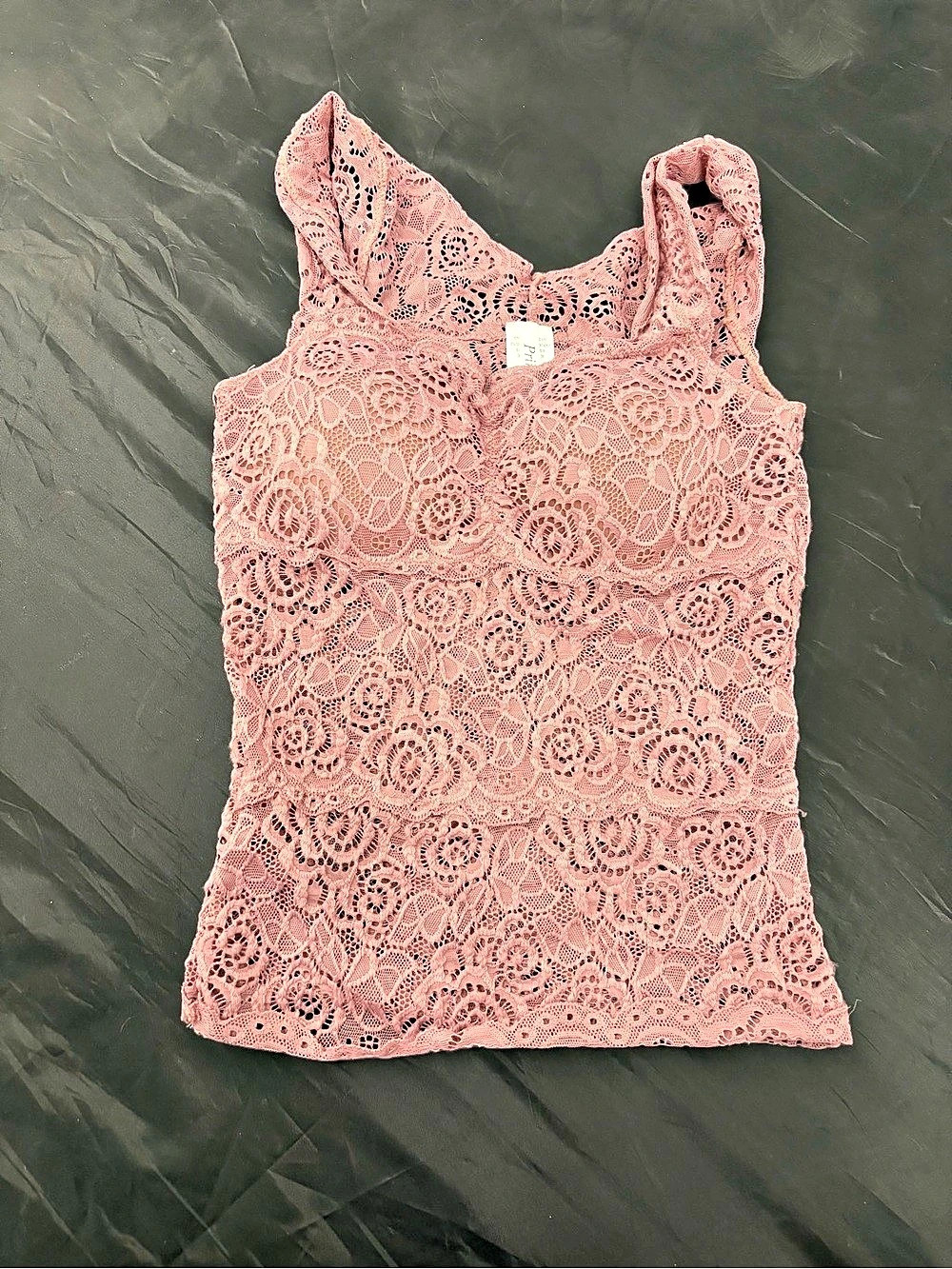 Prime Cut Lace Sheer Tank Padded Top in Pink